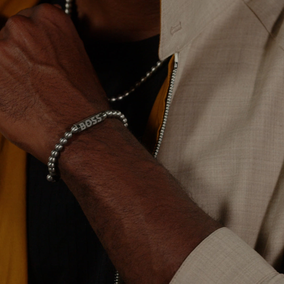 BOSS Sphere Beaded Logo Clasp Bracelet