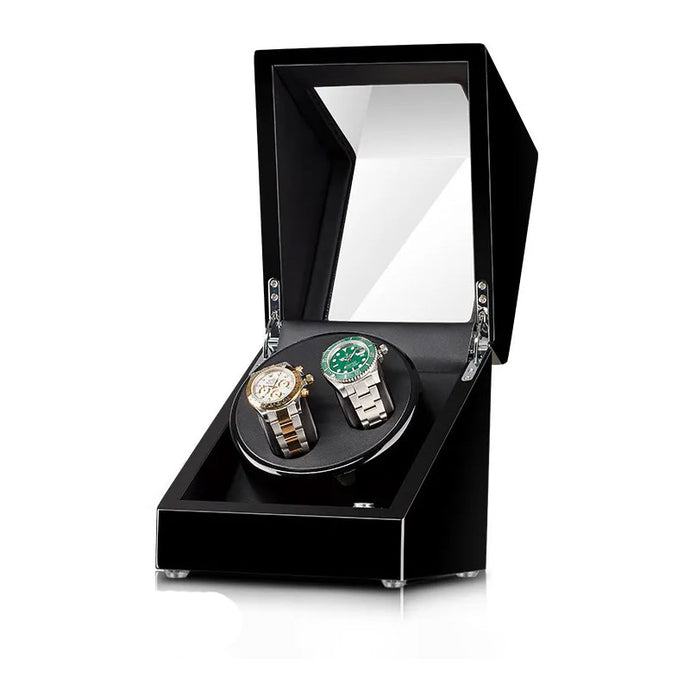 Double Watch Winder Black Wood & Black