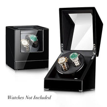 Load image into Gallery viewer, Double Watch Winder Black Wood &amp; Black
