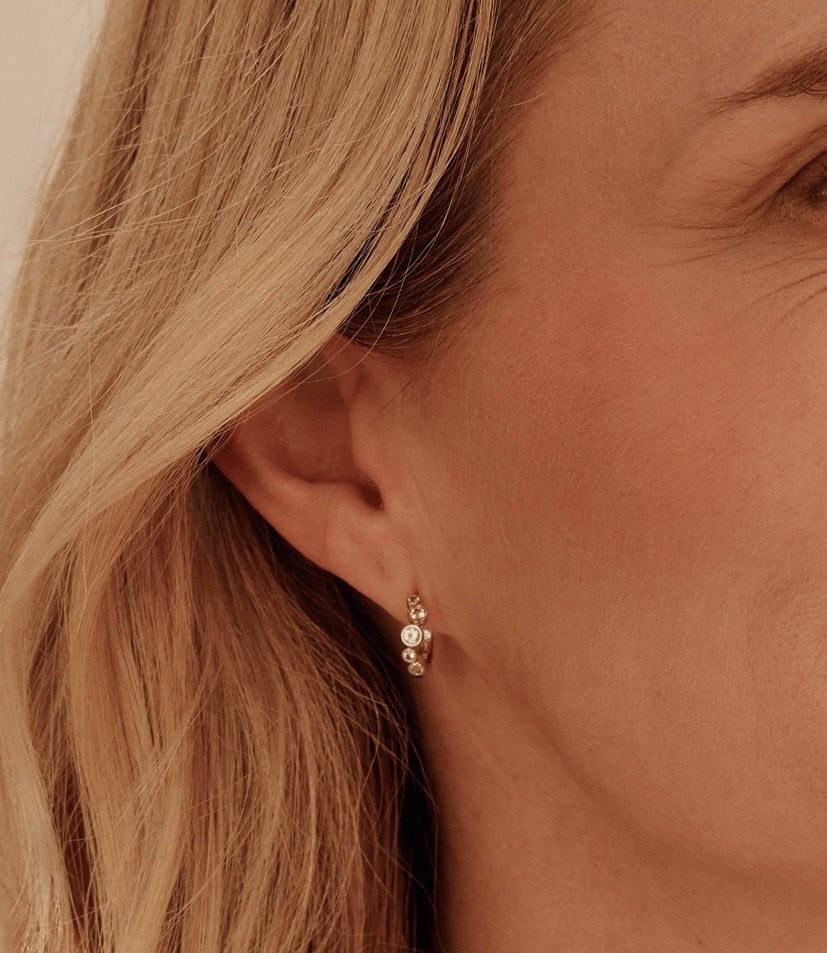 Clogau® Celebration Sterling Silver Huggie Hoop Earrings with Topaz