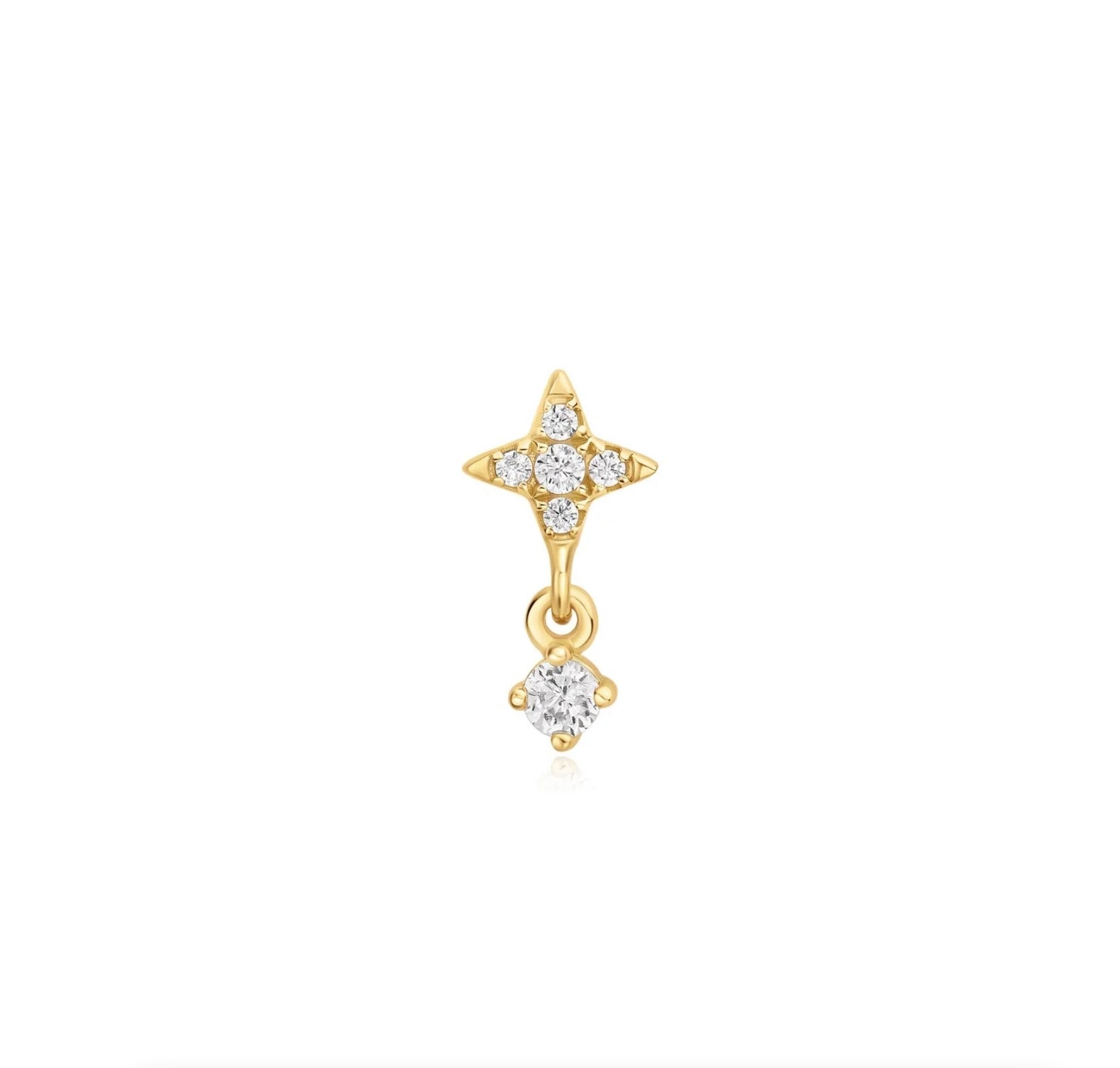 GOLD STAR DANGLE BARBELL SINGLE EARRING