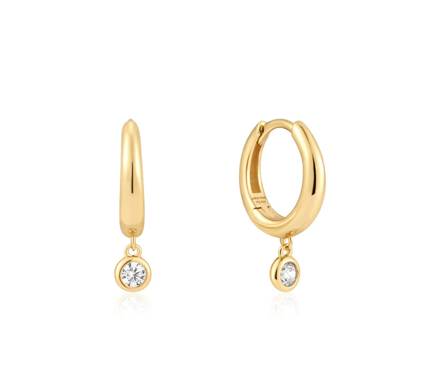 GOLD CUBIC ZIRCONIA DROP HUGGIES
