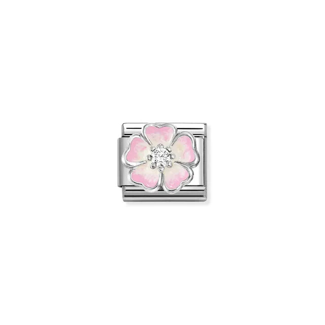 Nomination Silver and Pink Flower Fade Charm