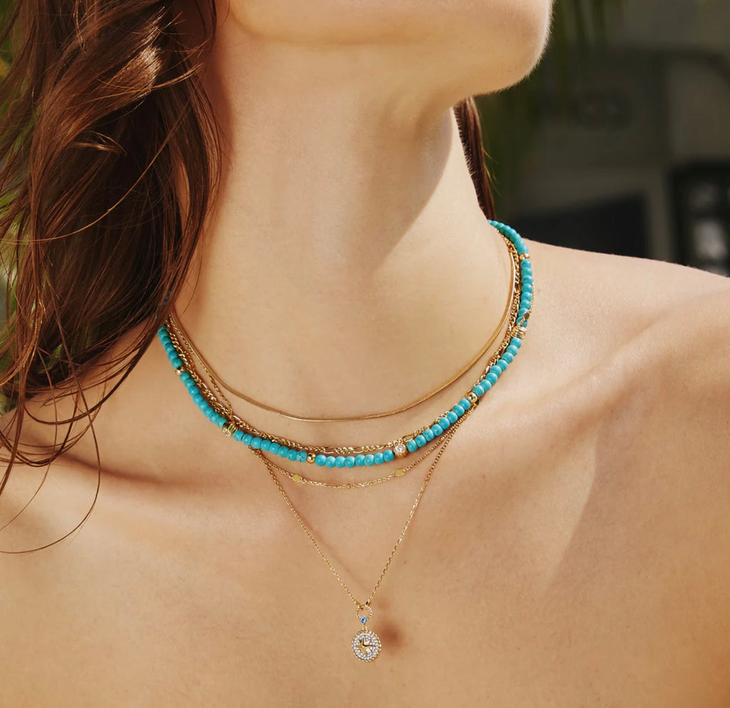 GOLD LAB CREATED TURQUOISE NECKLACE