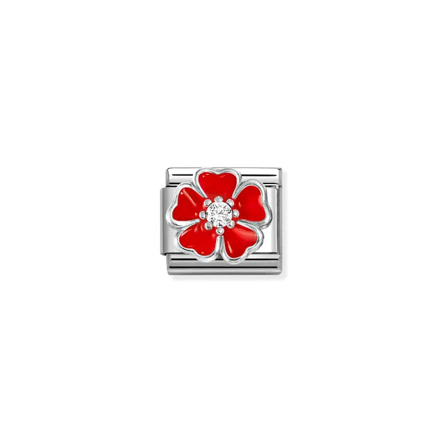 Nomination Silver Red Flower Charm