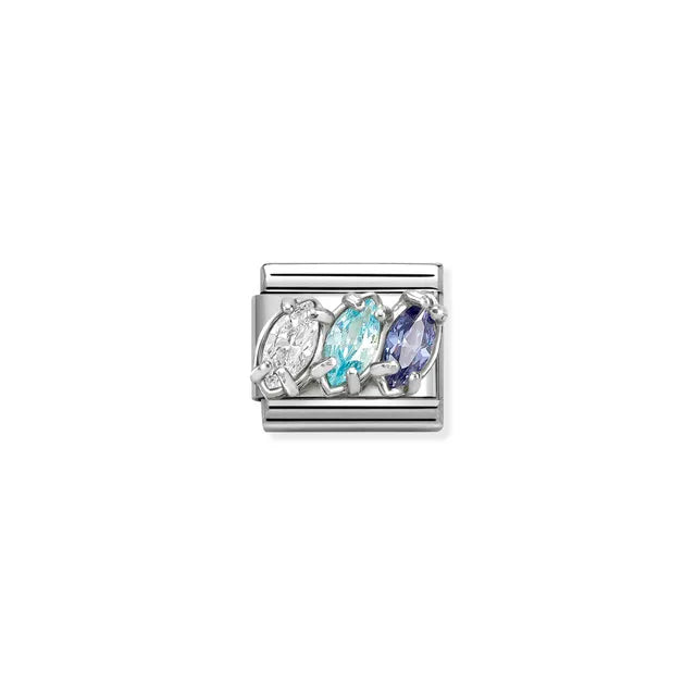 Nomination Silver White/Blue CZ Charm