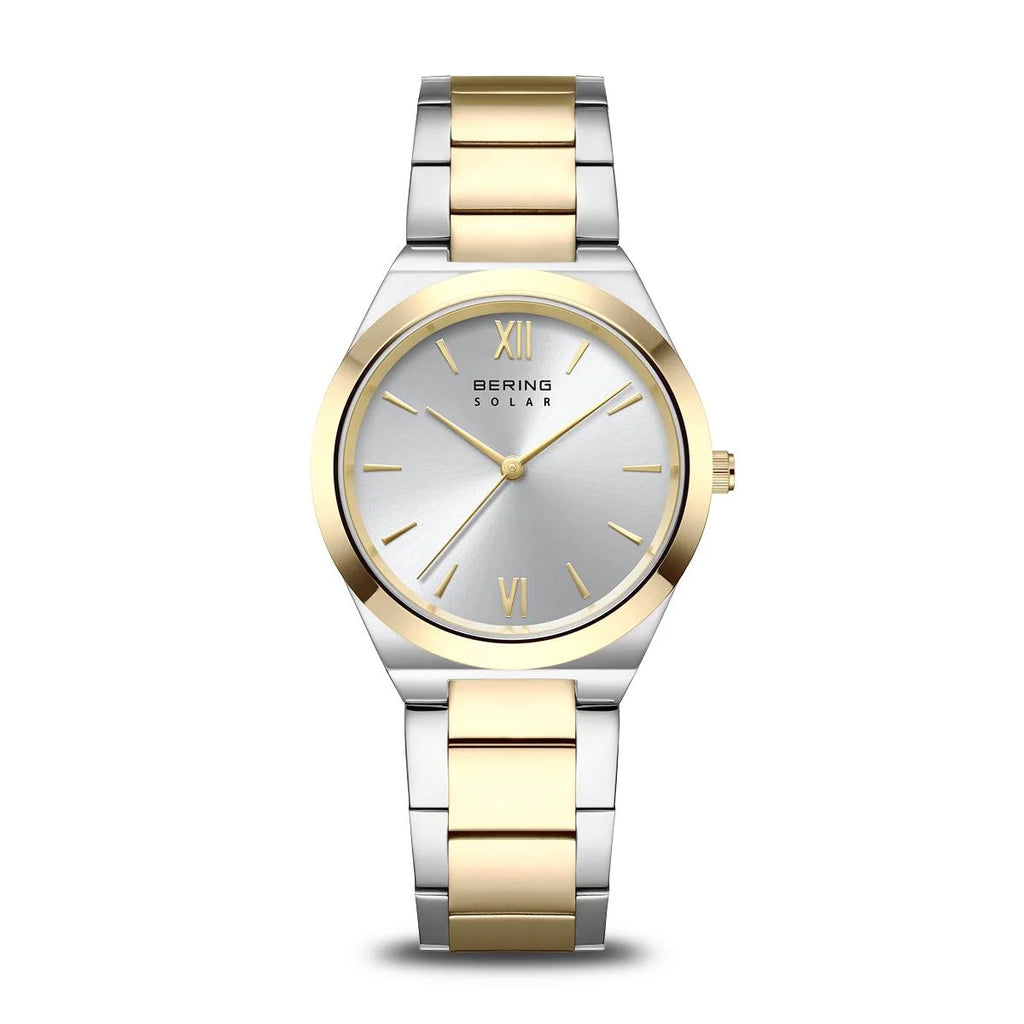 BERING Ladies Two Tone Metal Strap Watch with White Dial 19932-710