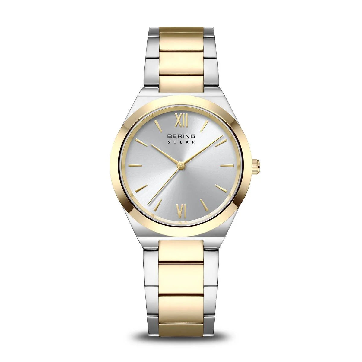 BERING Ladies Two Tone Metal Strap Watch with White Dial 19932-710
