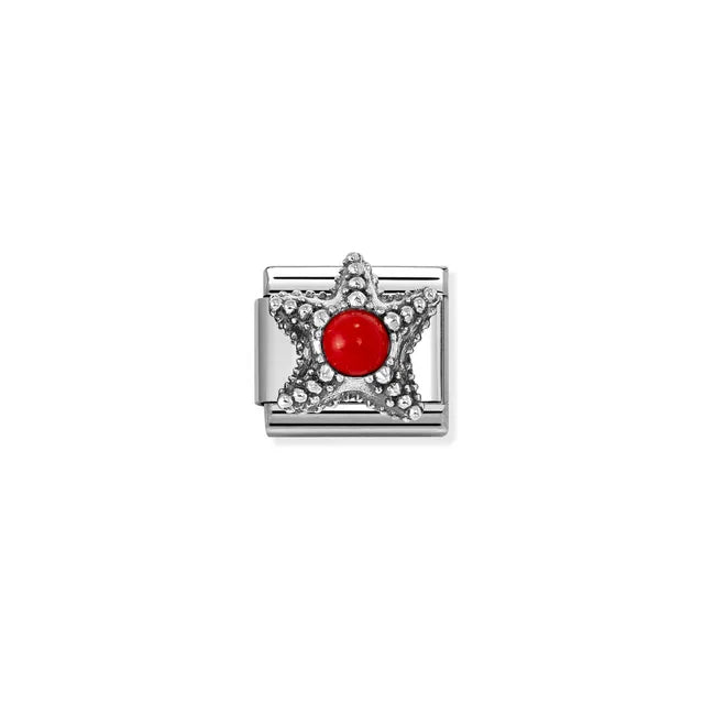 Nomination Silver and Red Coral Starfish Charm