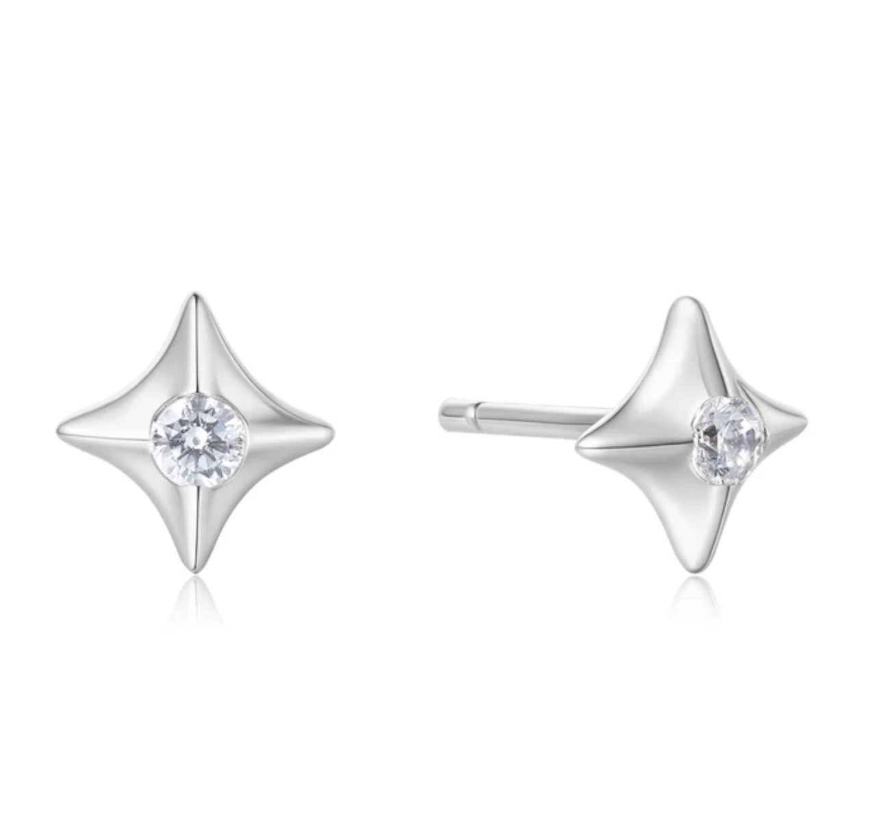 SILVER SPARKLING STAR STUD EARRINGS