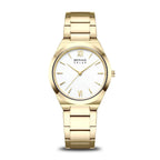 BERING Ladies Gold Metal Strap Watch with White Dial 19932-734