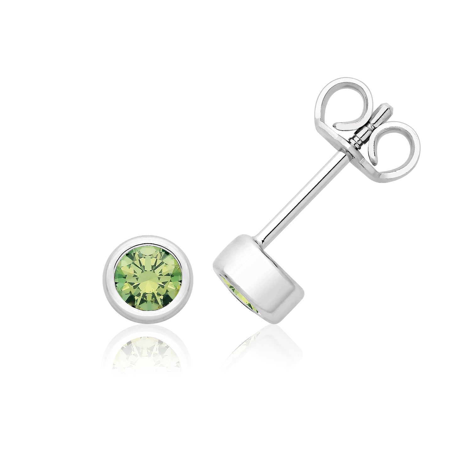 Rhodium Plated Silver August Birthstone CZ Stud Earrings