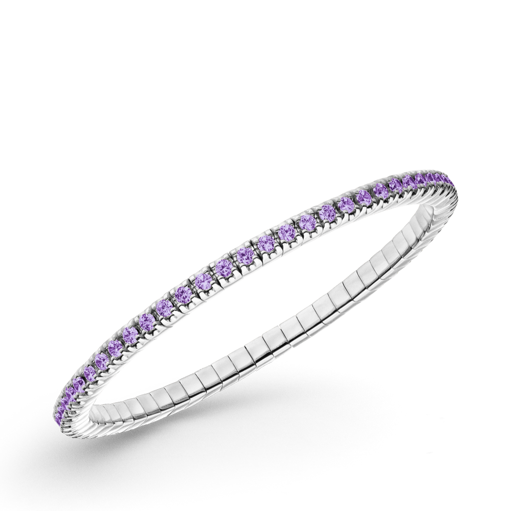 Dazzling Colour Flex Bracelet 2.5mm Amethyst 925 Rhodium