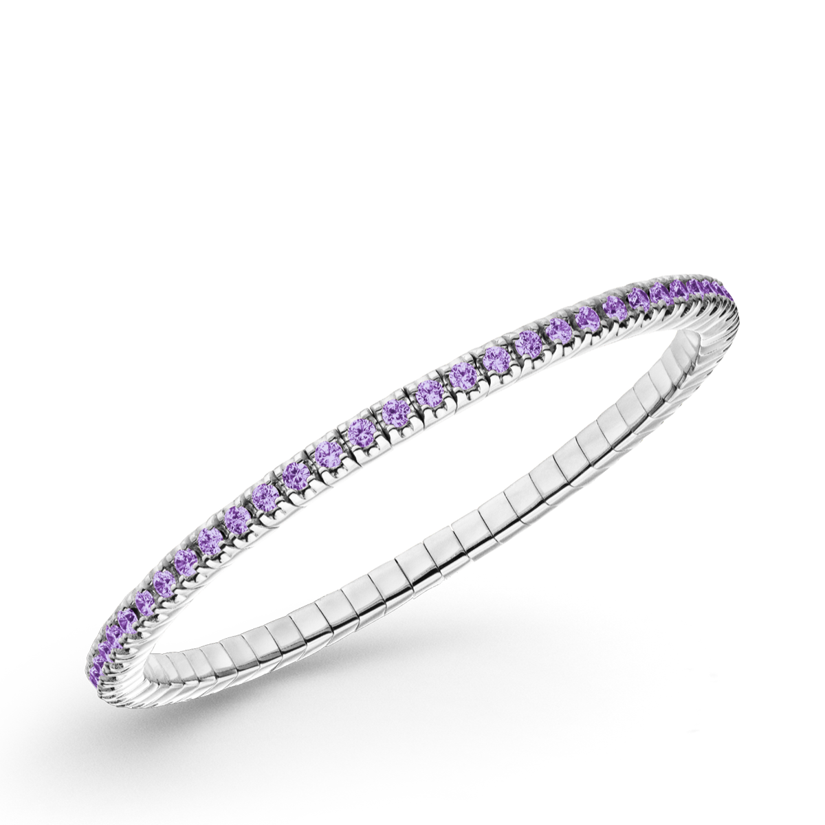 Dazzling Colour Flex Bracelet 2.5mm Amethyst 925 Rhodium