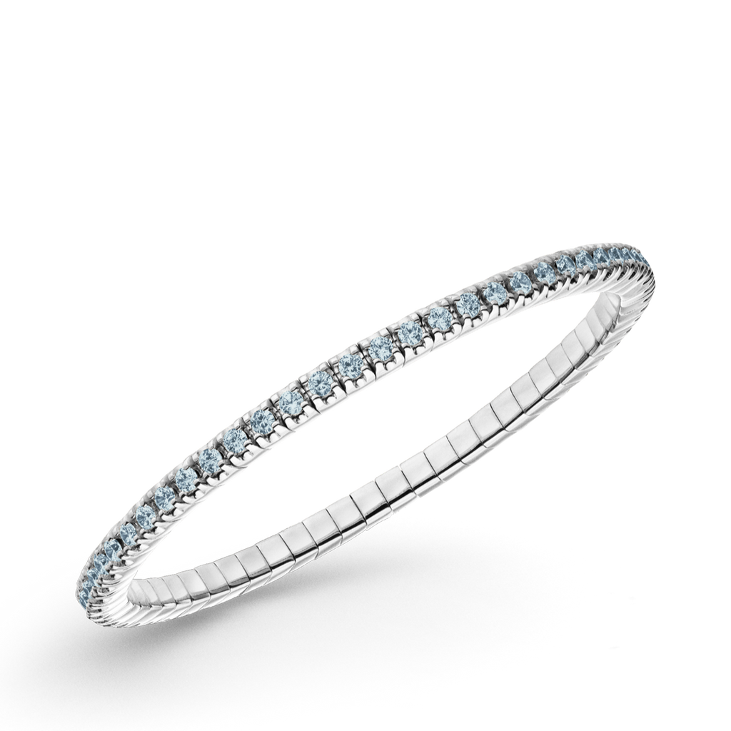 Dazzling Colour Flex Bracelet 2.5mm Aquamarine 925 Rhodium