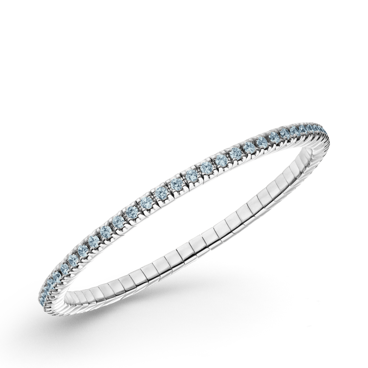 Dazzling Colour Flex Bracelet 2.5mm Aquamarine 925 Rhodium