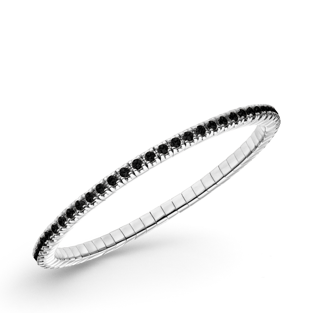 Dazzling Colour Flex Bracelet 2.5mm Black 925 Rhodium