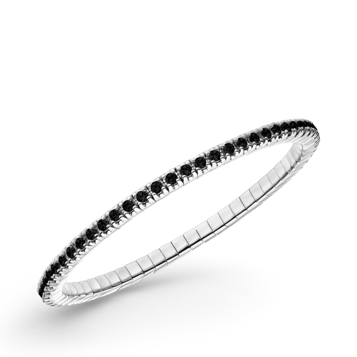 Dazzling Colour Flex Bracelet 2.5mm Black 925 Rhodium