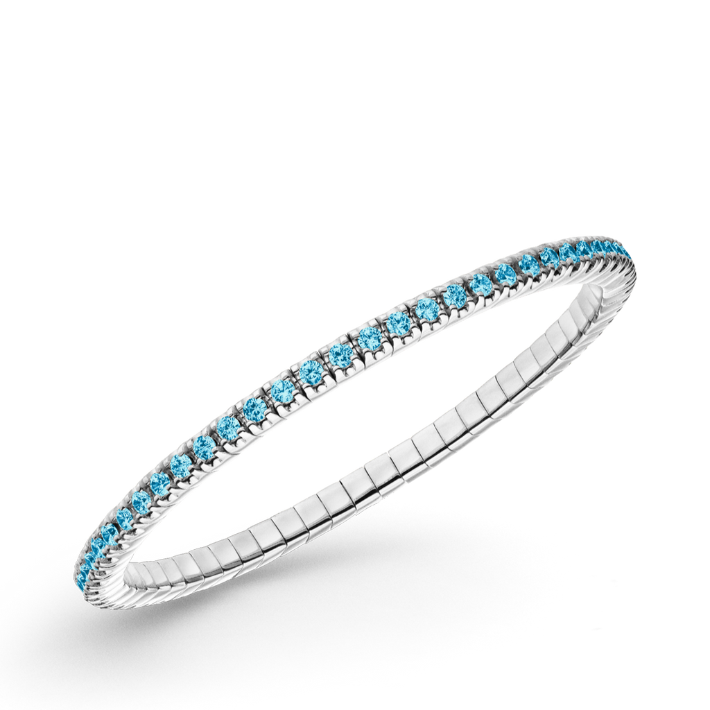 Dazzling Colour Flex Bracelet 2.5mm Blue Topaz 925 Rhodium