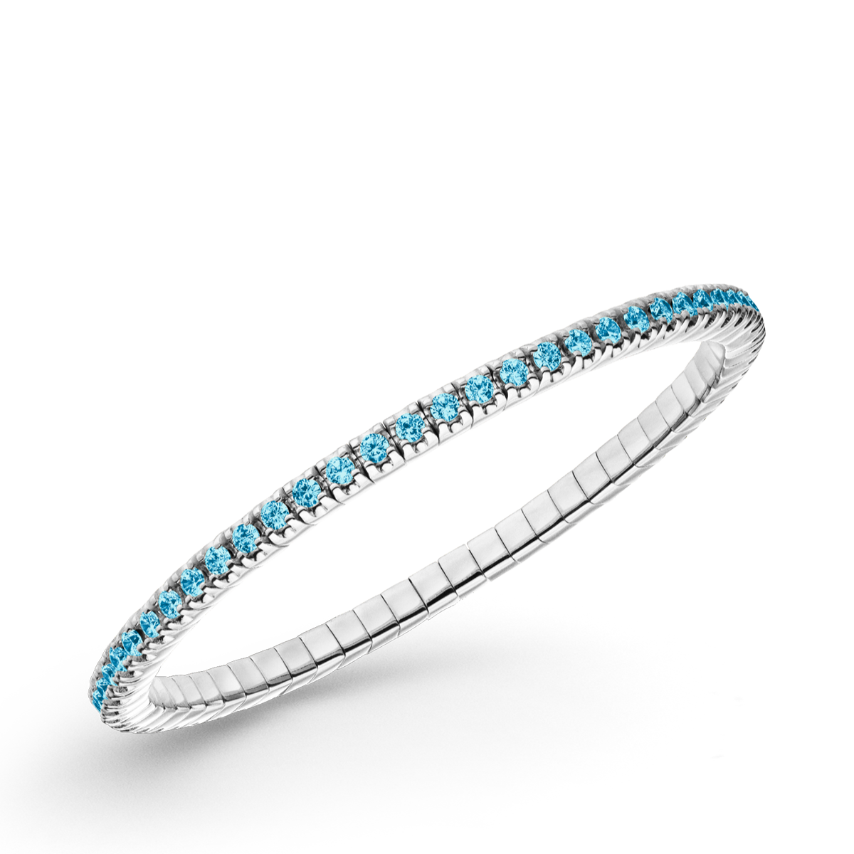 Dazzling Colour Flex Bracelet 2.5mm Blue Topaz 925 Rhodium
