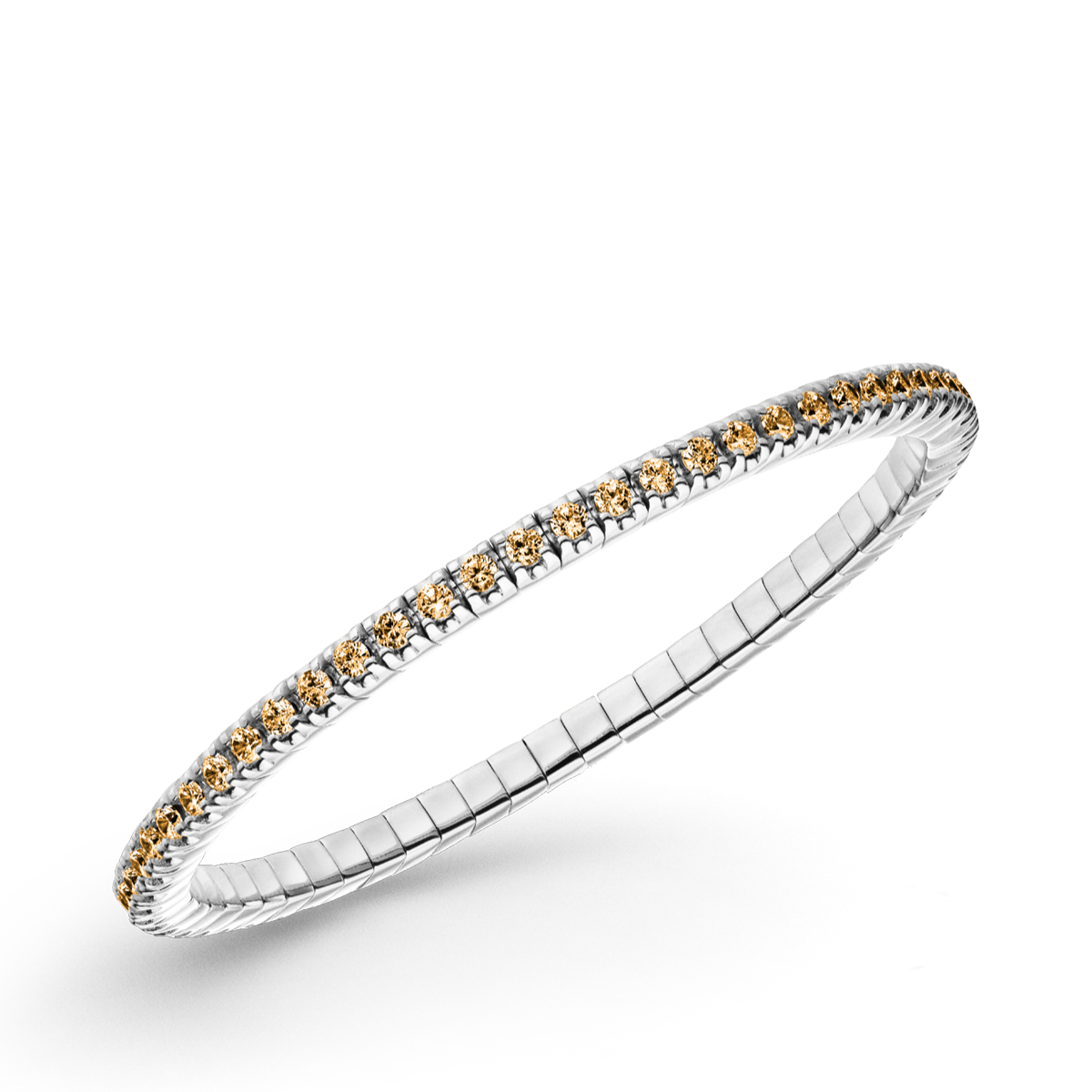 Dazzling Colour Flex Bracelet 2.5mm Champagne 925 Rhodium