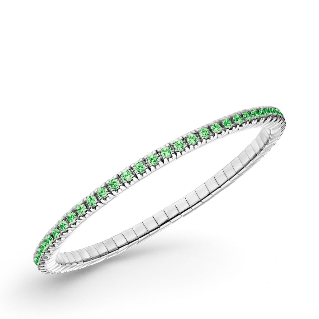 Dazzling Colour Flex Bracelet 2.5mm Green 925 Rhodium
