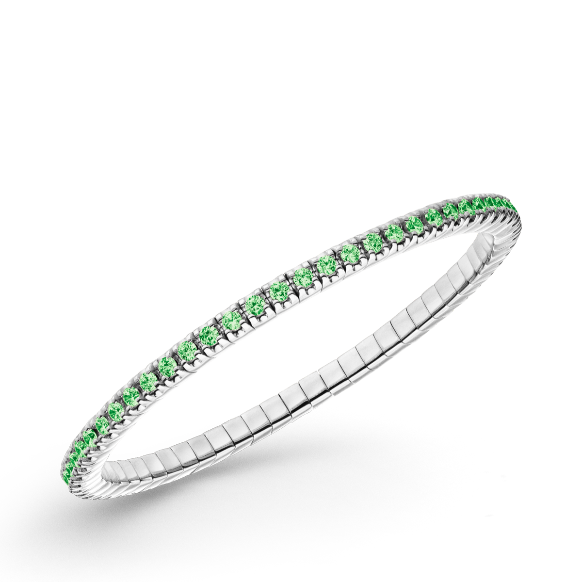 Dazzling Colour Flex Bracelet 2.5mm Green 925 Rhodium