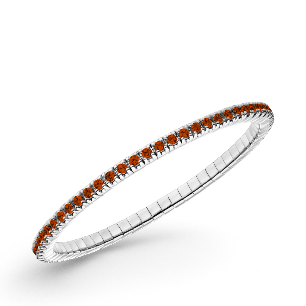 Dazzling Colour Flex Bracelet 2.5mm Orange Red 925 Rhodium