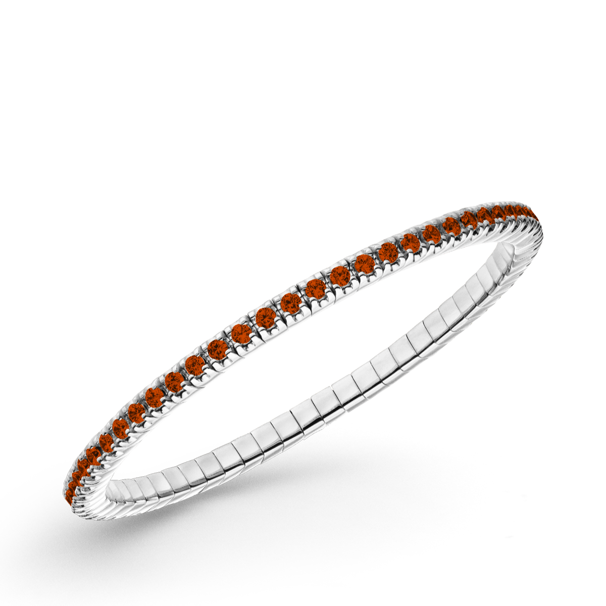 Dazzling Colour Flex Bracelet 2.5mm Orange Red 925 Rhodium
