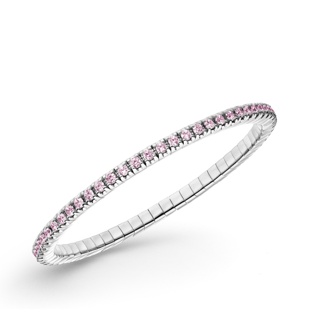 Dazzling Colour Flex Bracelet 2.5mm Pink 925 Rhodium