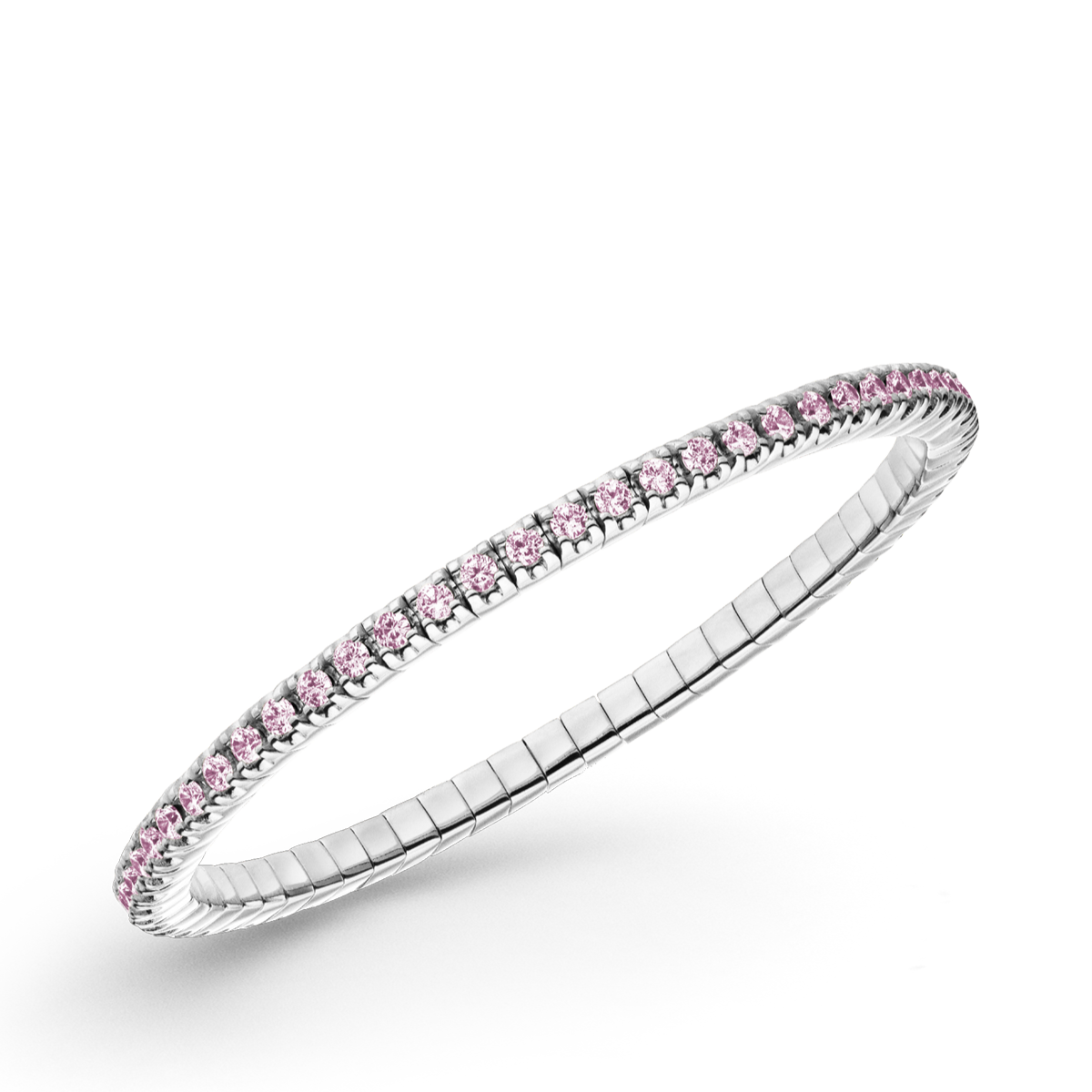 Dazzling Colour Flex Bracelet 2.5mm Pink 925 Rhodium