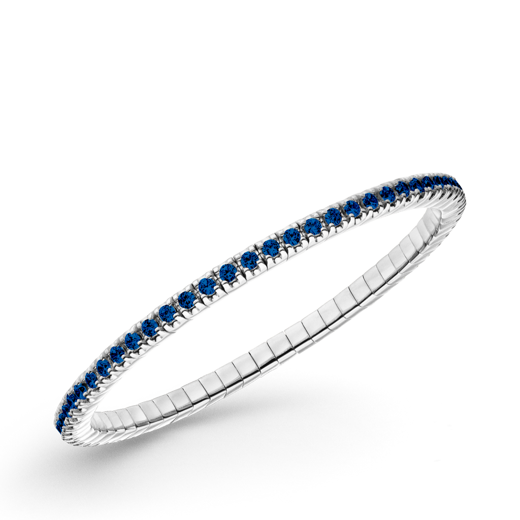Dazzling Colour Flex Bracelet 2.5mm Saph Blue 925 Rhodium