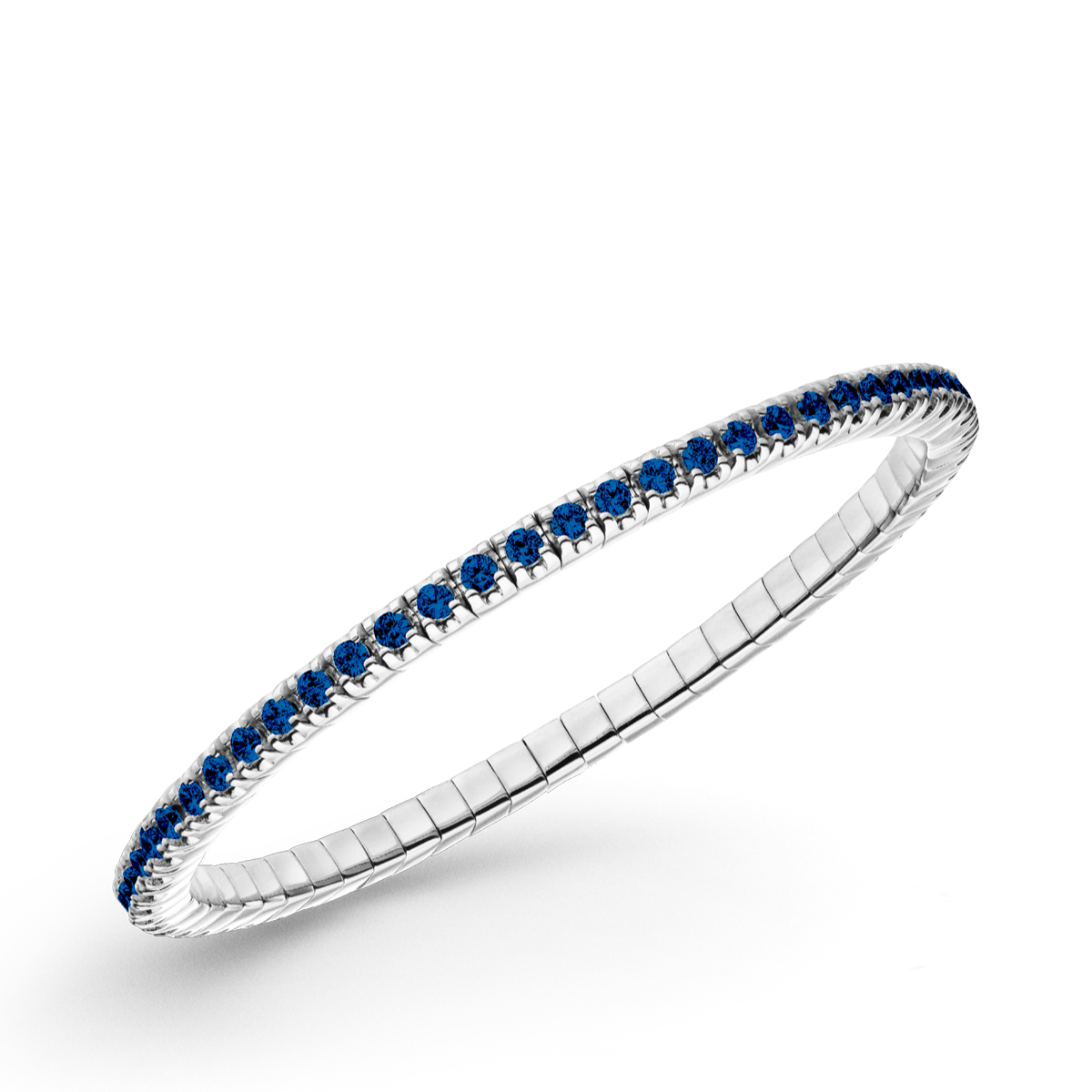 Dazzling Colour Flex Bracelet 2.5mm Saph Blue 925 Rhodium