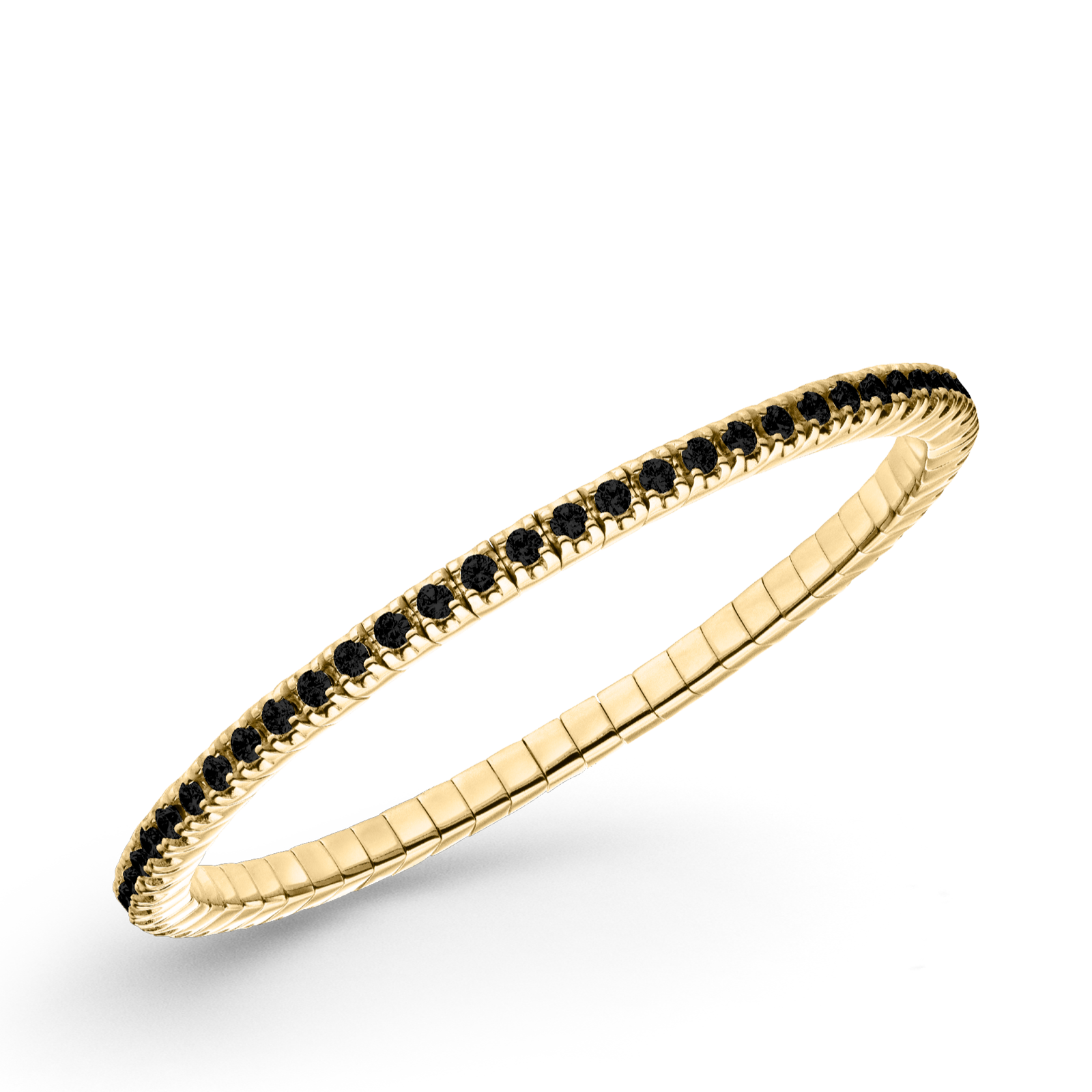 Dazzling Colour Flex Bracelet 2.0mm Black 925 gold plated