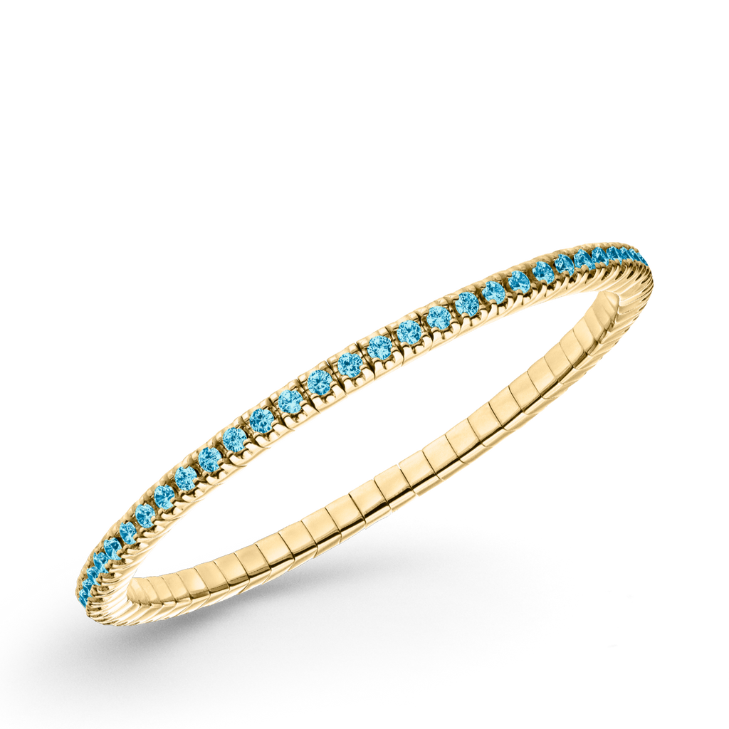 Dazzling Colour Flex Bracelet 2.5mm Blue Topaz 925 gold plated