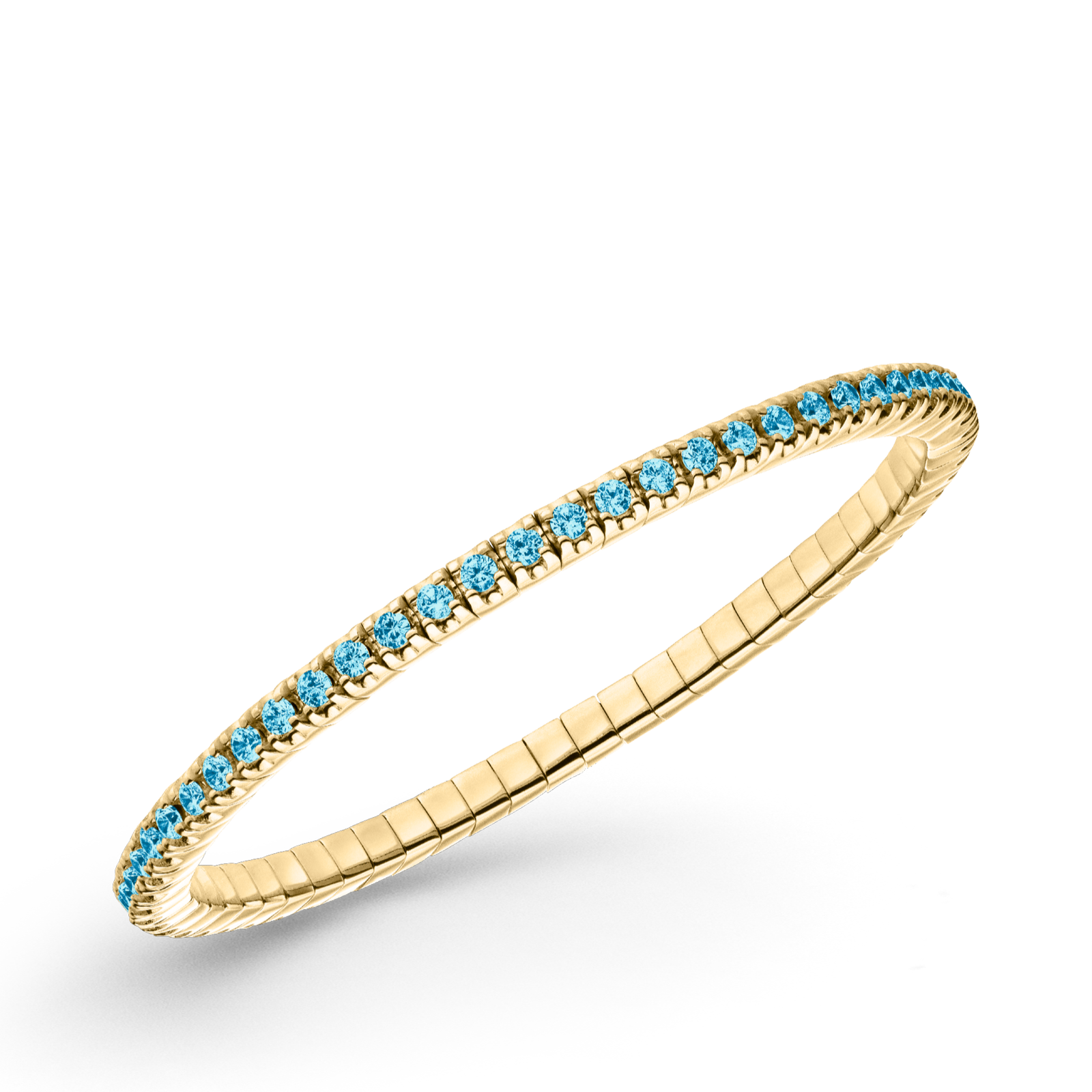 Dazzling Colour Flex Bracelet 2.5mm Blue Topaz 925 gold plated