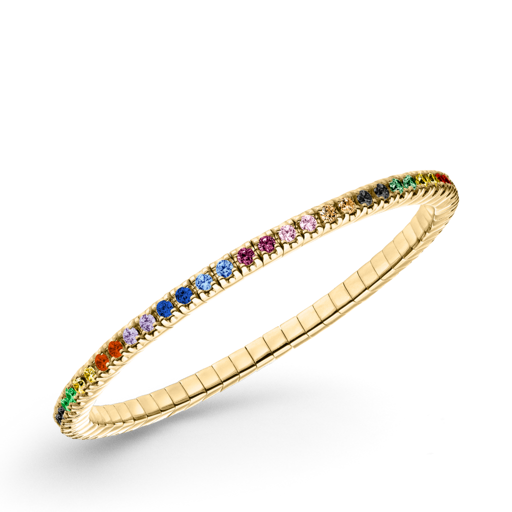 Dazzling Colour Flex Bracelet 2.0mm Coloured 925 gold plated