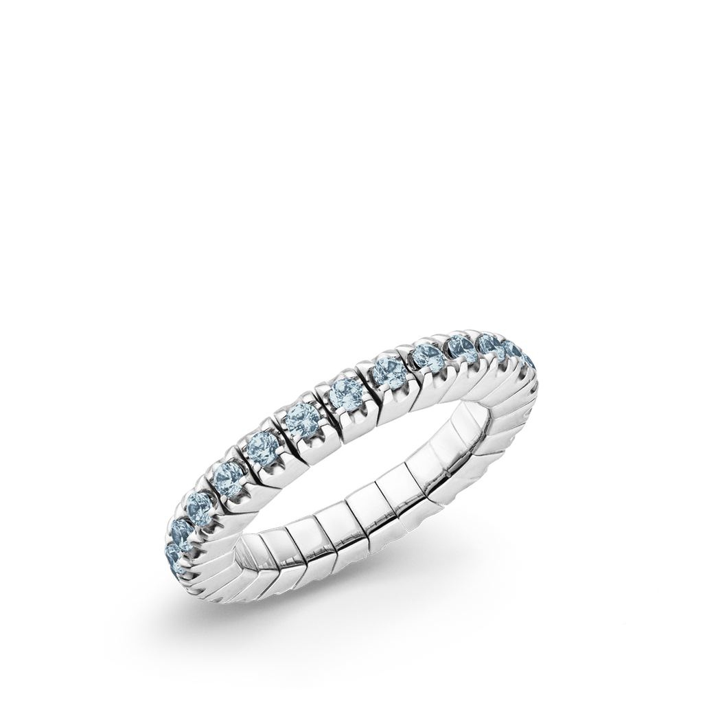 Dazzling Colour Flex ring 2mm Aquamarine 925 Gold Plated