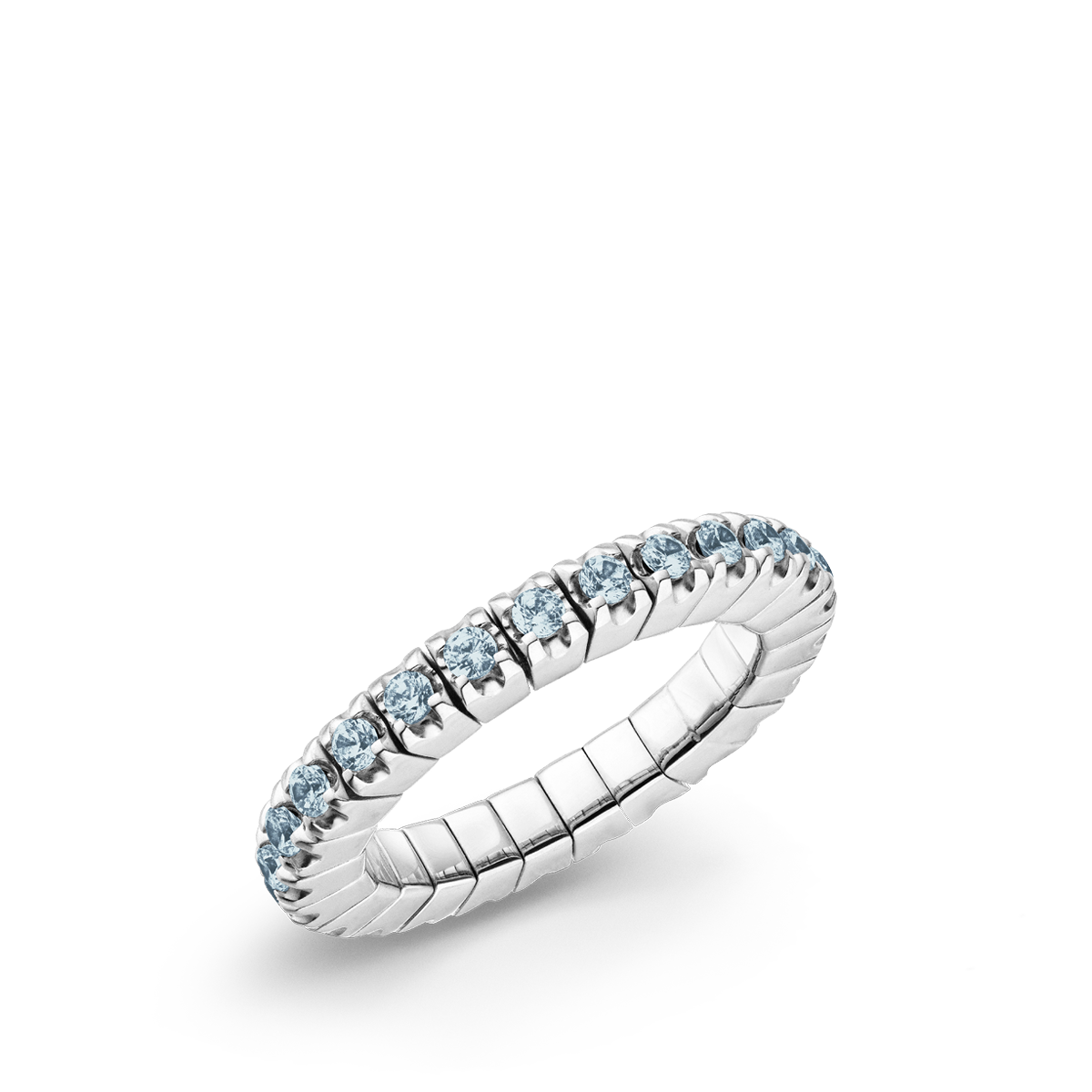 Dazzling Colour Flex ring 2mm Aquamarine 925 Gold Plated