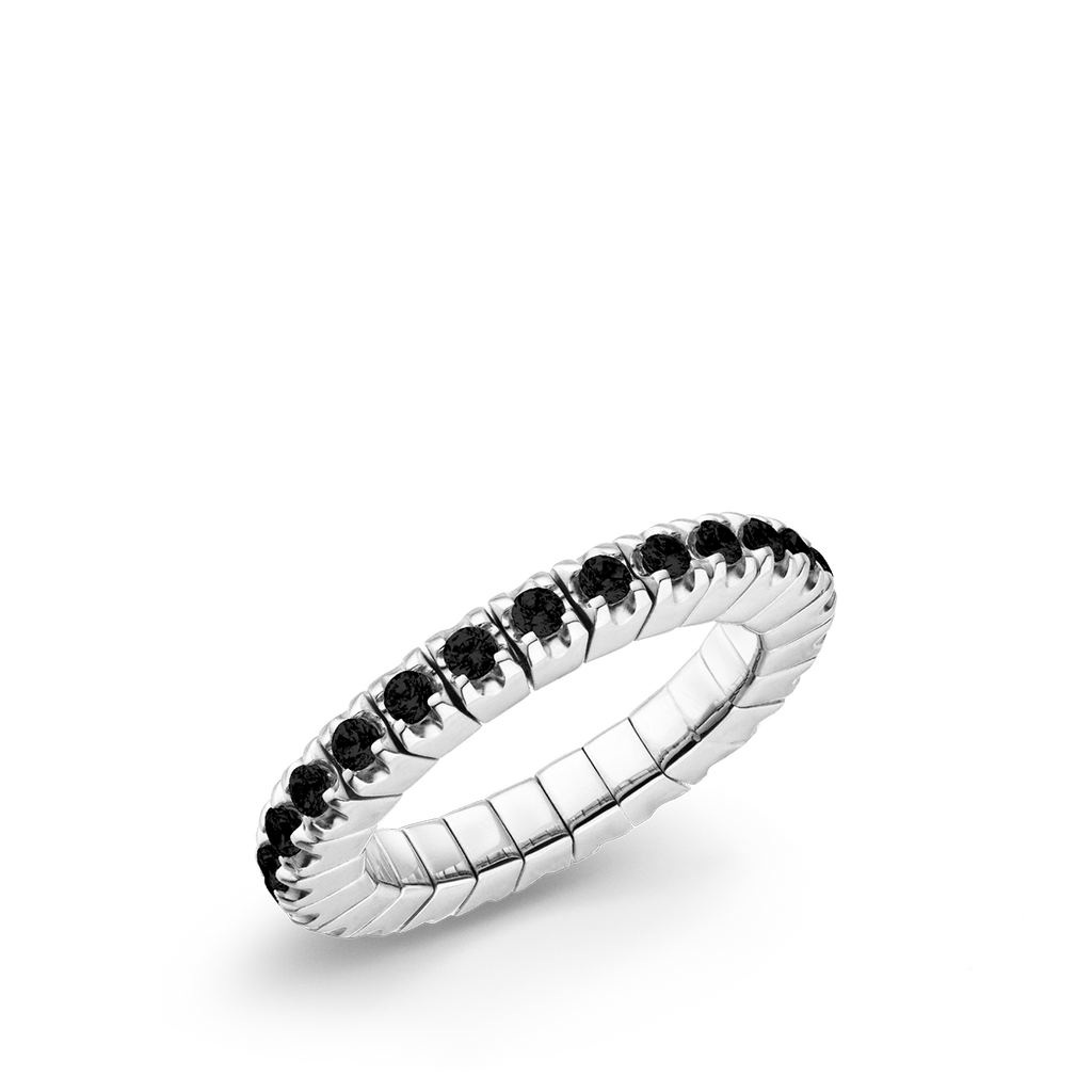 Dazzling Colour Flex ring 2mm Black 925 Gold Plated