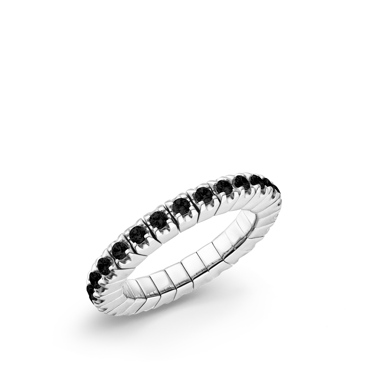 Dazzling Colour Flex ring 2mm Black 925 Gold Plated