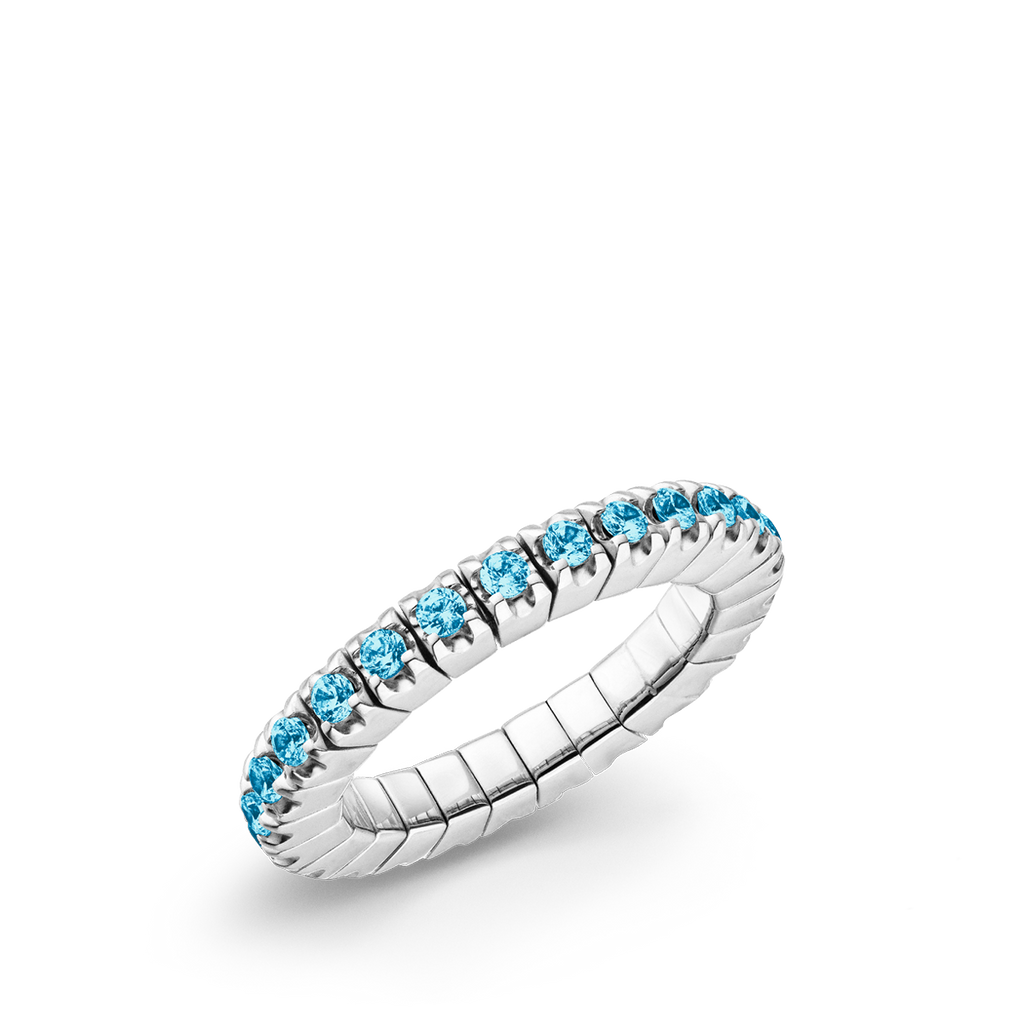 Dazzling Colour Flex ring 2mm Blue Topaz 925 Gold Plated