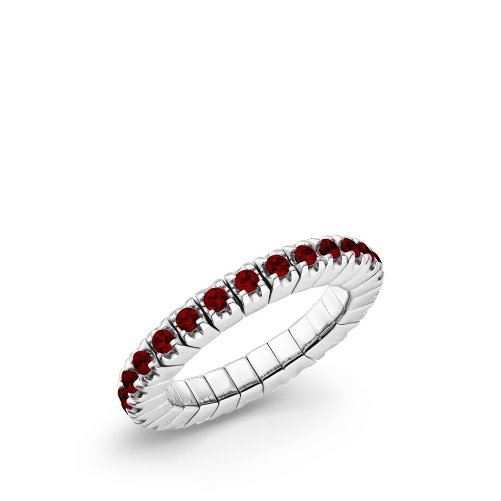 Dazzling Colour Flex ring 2mm Garnet 925 Gold Plated