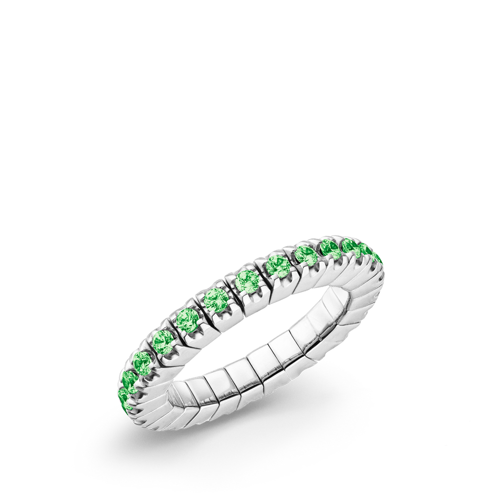 Dazzling Colour Flex ring 2mm Green 925 Gold Plated
