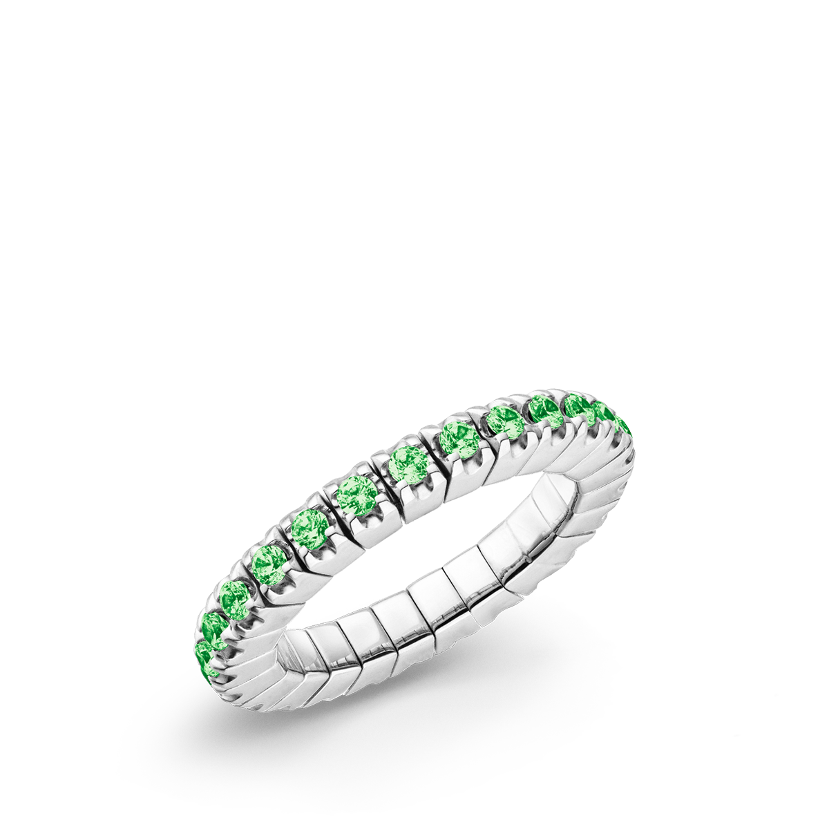 Dazzling Colour Flex ring 2mm Green 925 Gold Plated