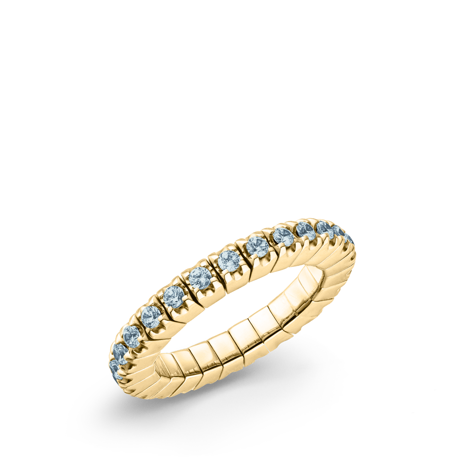 Dazzling Colour Flex ring 2mm Aquamarine 925 Gold Plated