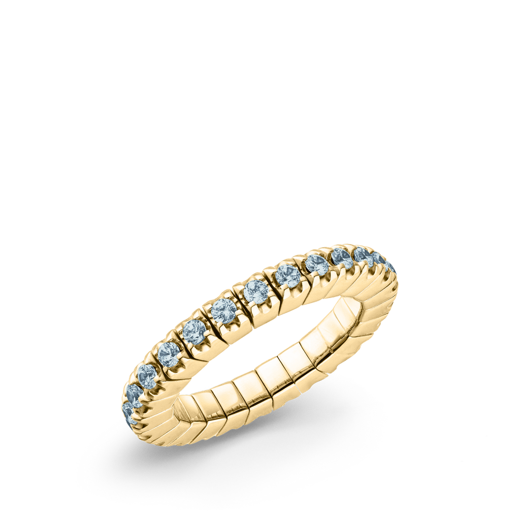 Dazzling Colour Flex ring 2.5mm Aquamarine 925 Gold Plated