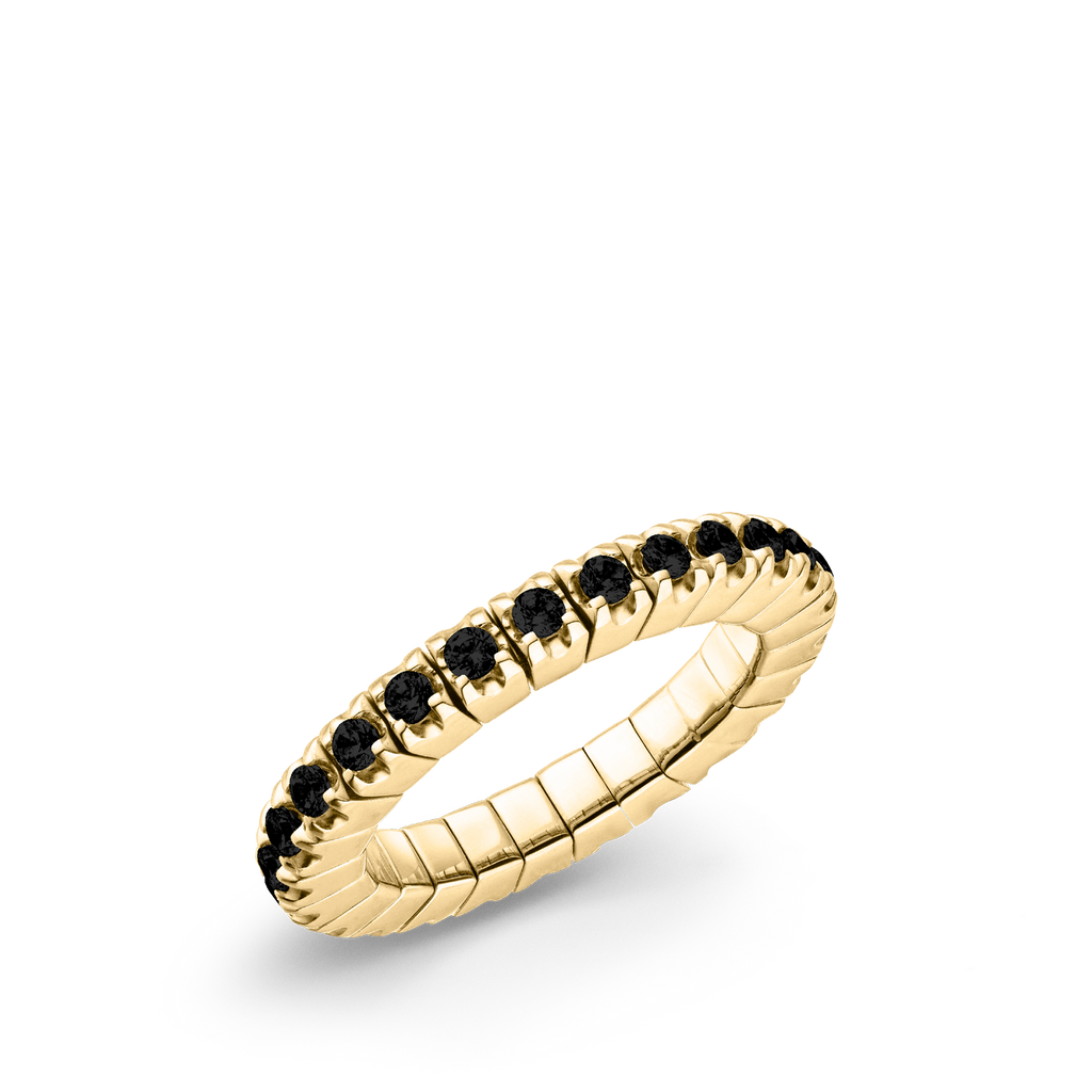 Dazzling Colour Flex ring 2mm Black 925 Gold Plated