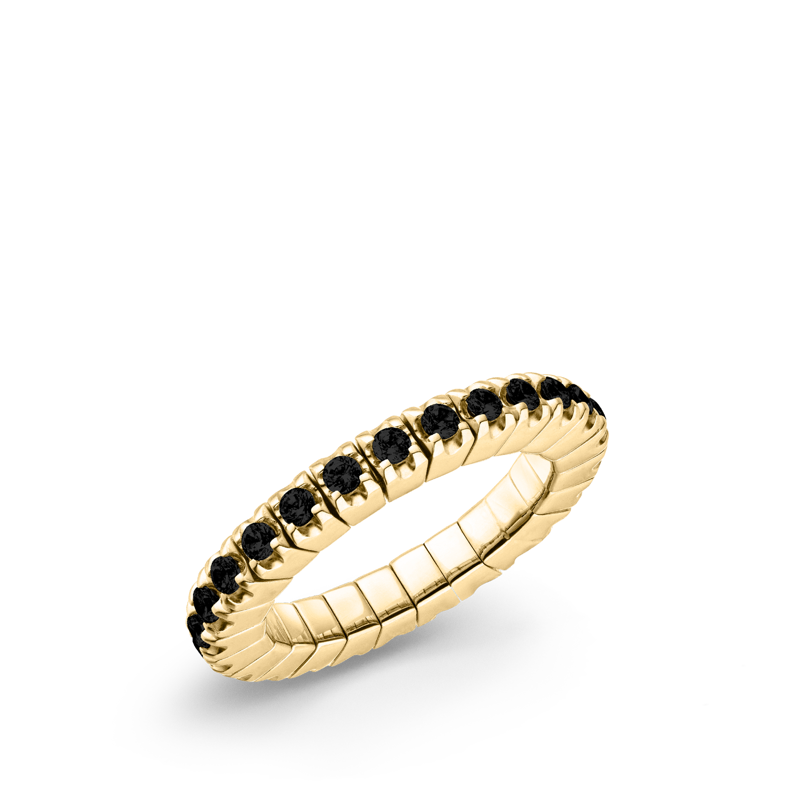 Dazzling Colour Flex ring 2mm Black 925 Gold Plated