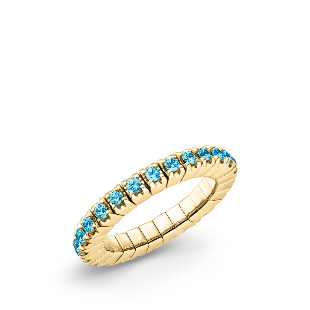 Dazzling Colour Flex ring 2.5mm Blue Topaz 925 Gold Plated